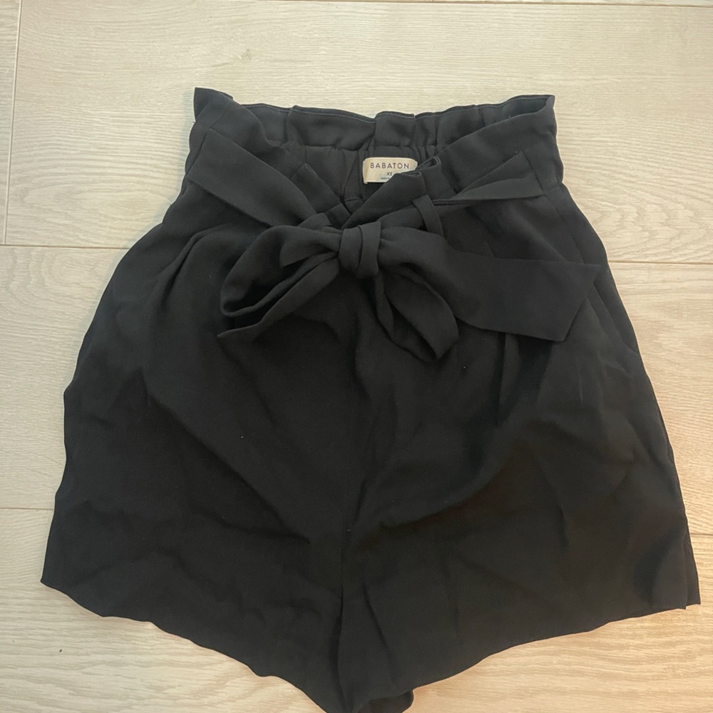 Babaton Black Gathered Waist Shorts